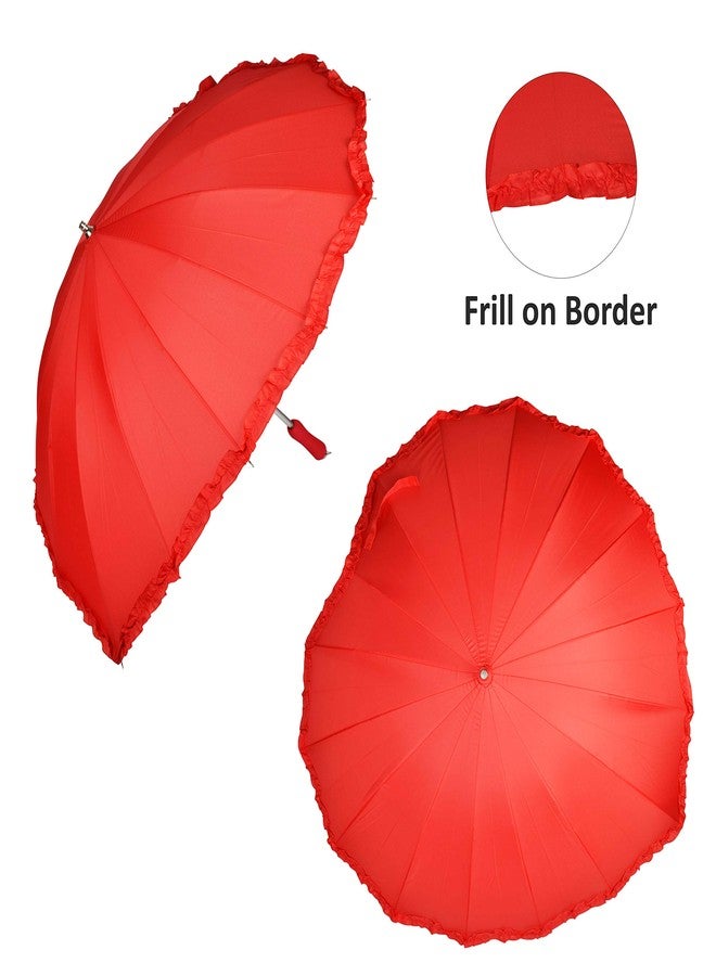 EUME Heart Shape Umbrella Valentine Gift Umbrella (Red) - Image 4